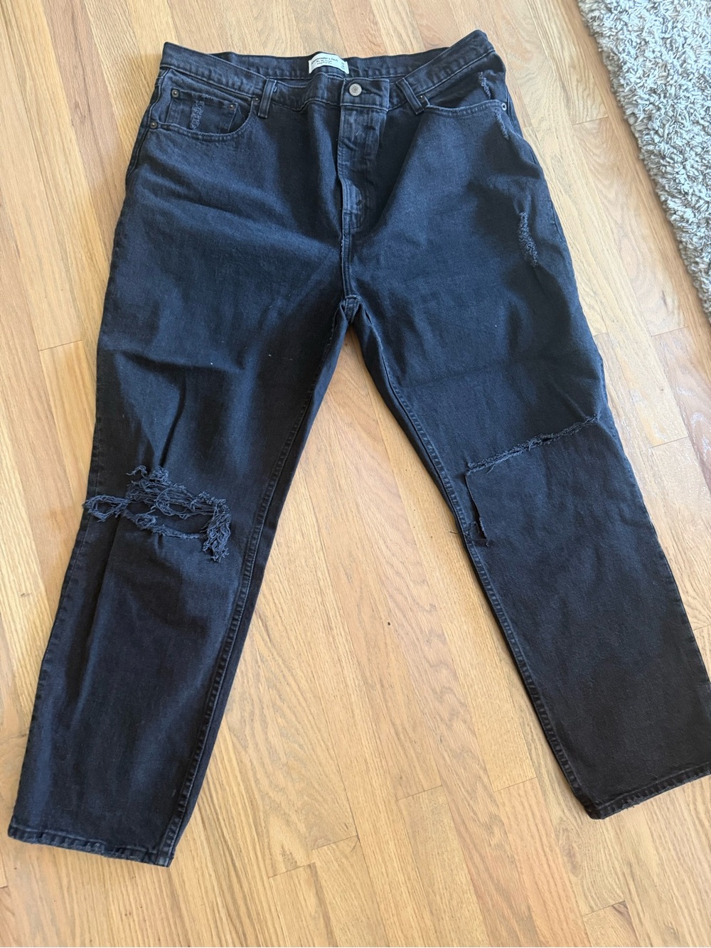 Abercrombie and Fitch Black Distressed Knee Jeans